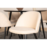 Dipp, Velvet Rund matgrupp Beige, Svart, Svart, ⌀115