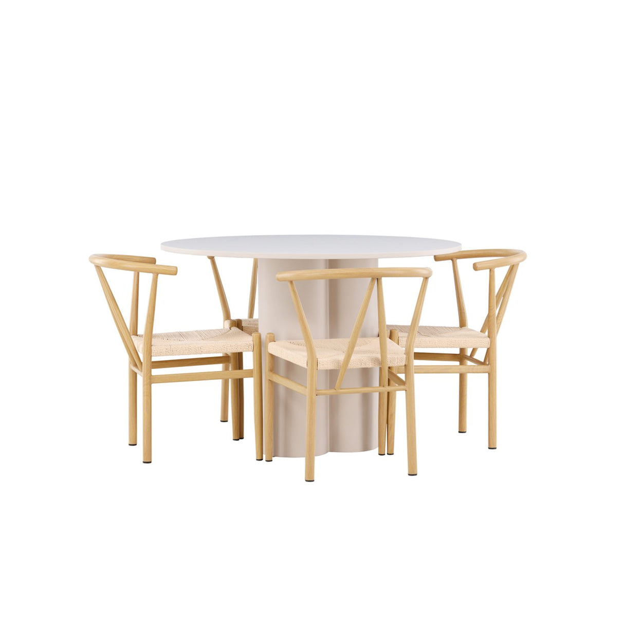 Olivia, Alfons Rund matgrupp Natur, Beige, ⌀110