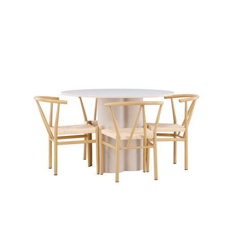 Olivia, Alfons Rund matgrupp Natur, Beige, ⌀110