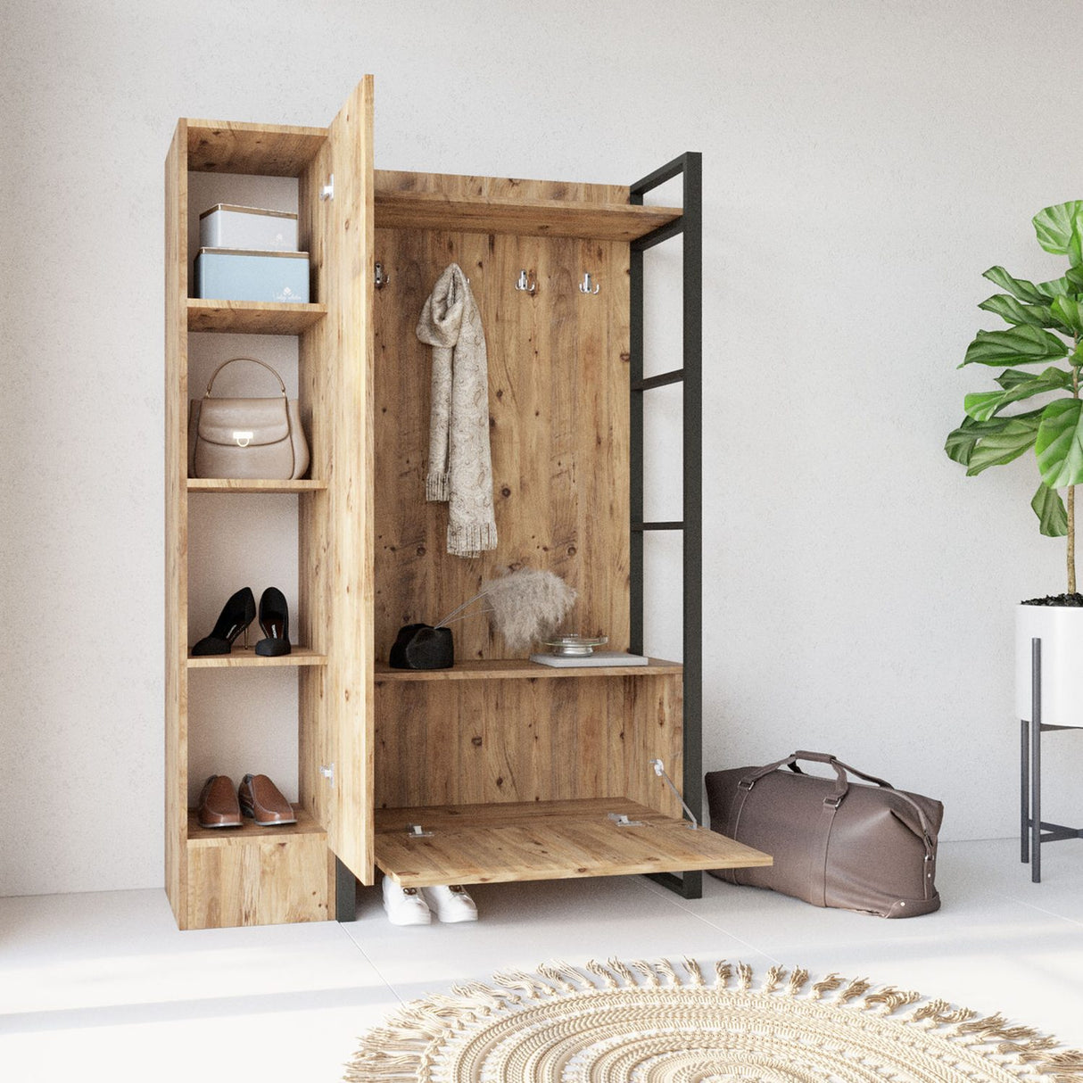 Paramaribo Slim (90 x 180 x 34 cm) Atlantisk furu Hallstativ