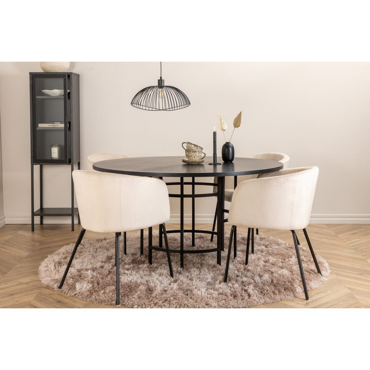 Copenhagen, Berit Rund matgrupp Beige,Svart, Svart, ⌀140
