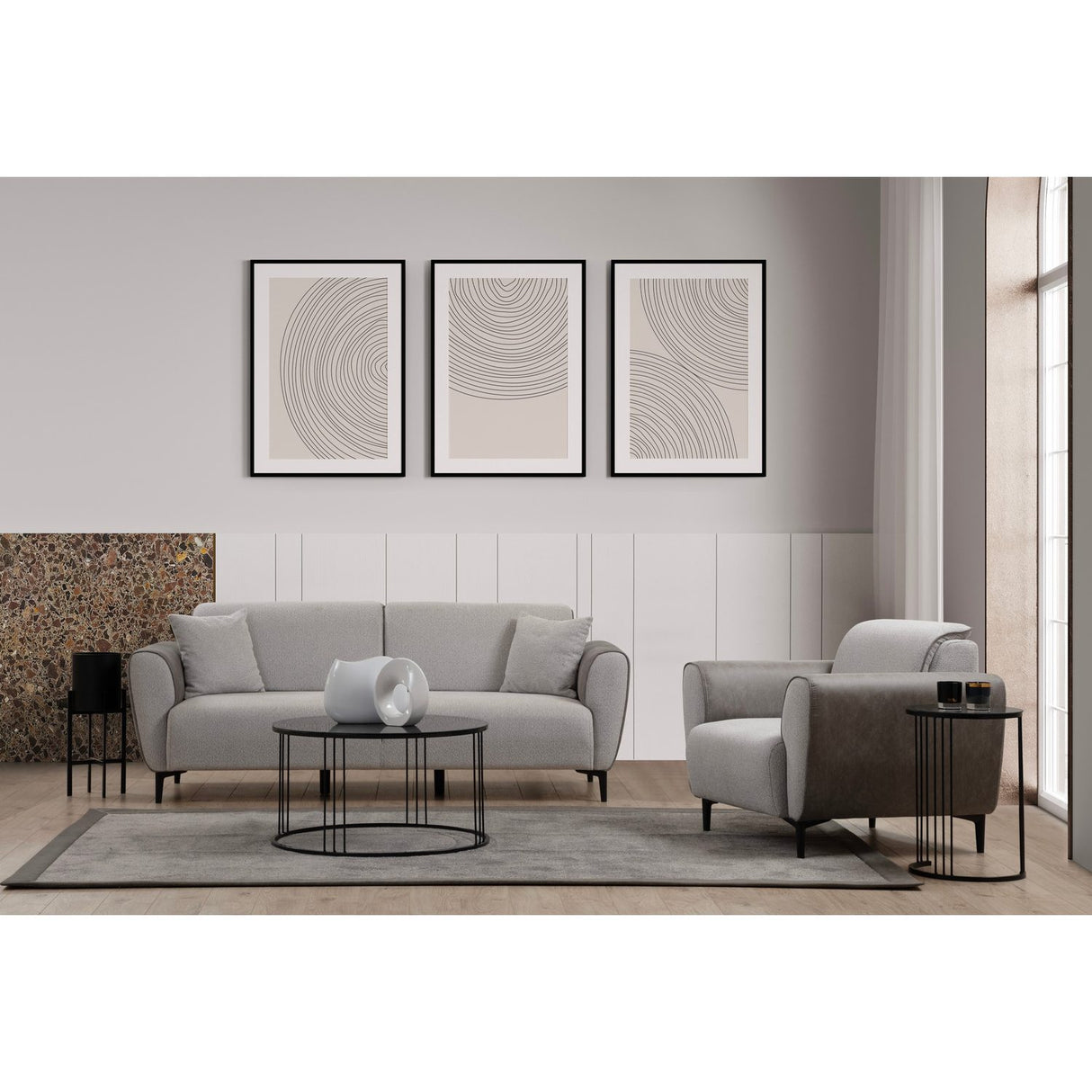 Minsk (215 x 85 cm) 3-sits bäddsoffa Grå