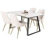 Estelle, Velvet Deluxe Rektangulär matgrupp Beige,Guld, Svart,Vit, 140 x 90