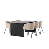 Vail, Berit Rektangulär matgrupp Beige, Svart, Svart, 200 x 100