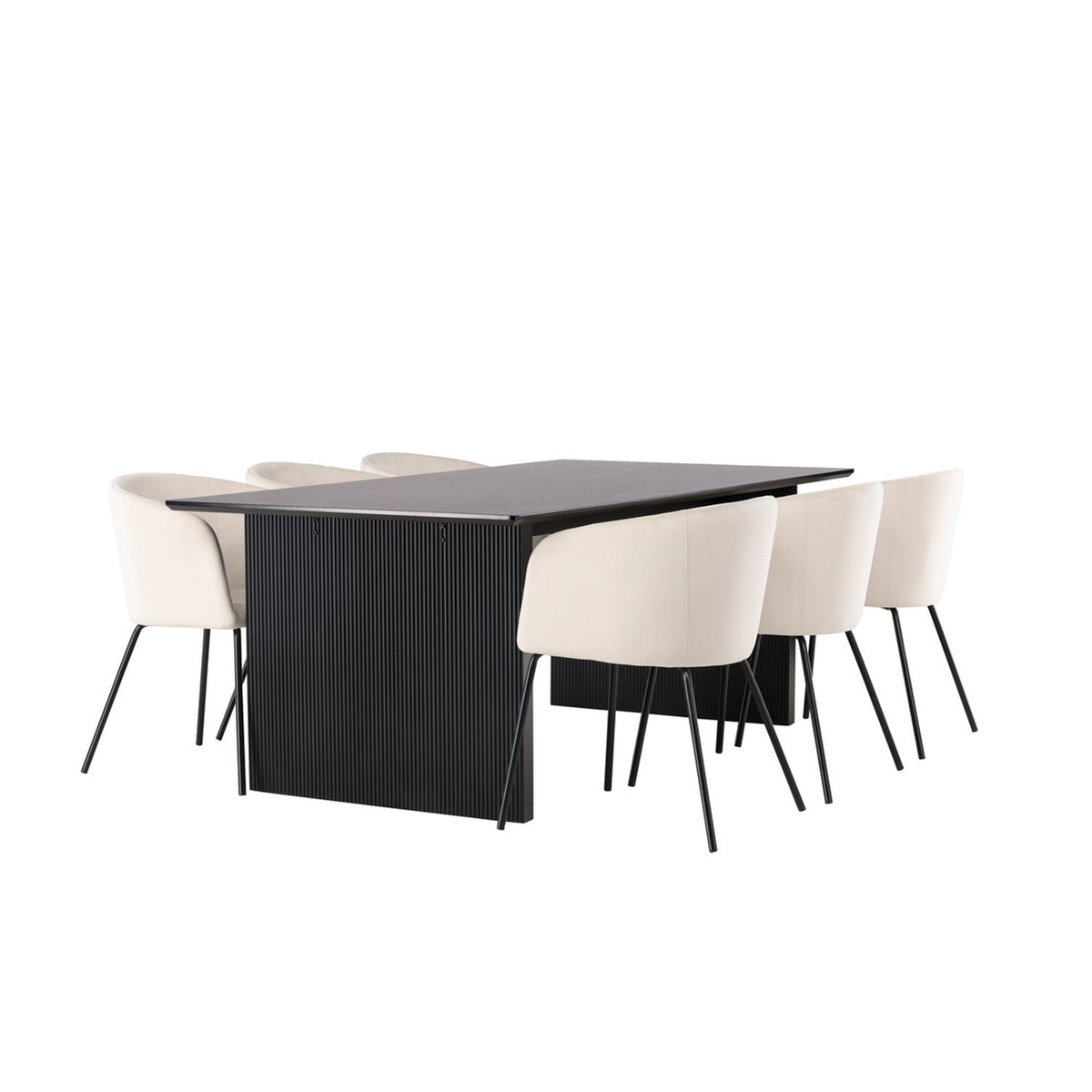Vail, Berit Rektangulär matgrupp Beige, Svart, Svart, 200 x 100