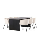 Vail, Berit Rektangulär matgrupp Beige, Svart, Svart, 200 x 100