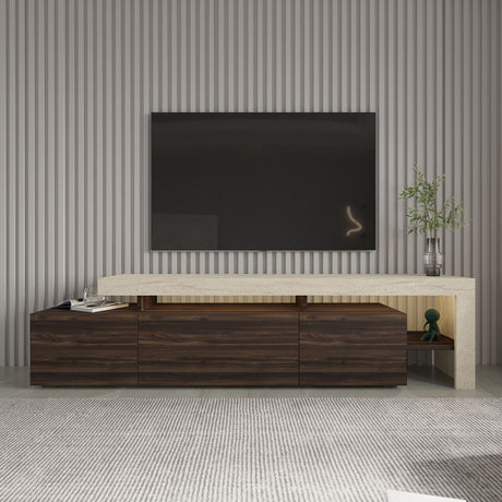 Accra (192 x 53 x 37 cm) TV-bänk Travertin, valnöt