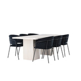 Olga, Selma Rektangulär matgrupp Svart, Vit, 200 x 90