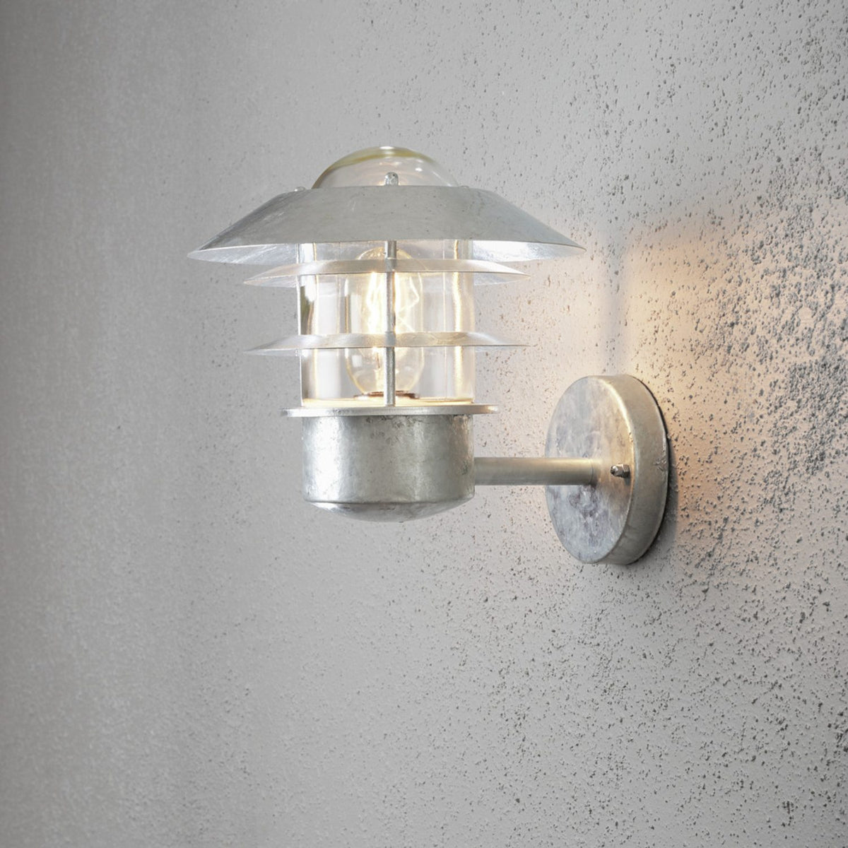 Modena E27 24 cm Vägglampa Ute Galvaniserad, Upp
