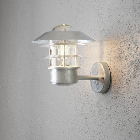 Modena E27 24 cm Vägglampa Ute Galvaniserad, Upp