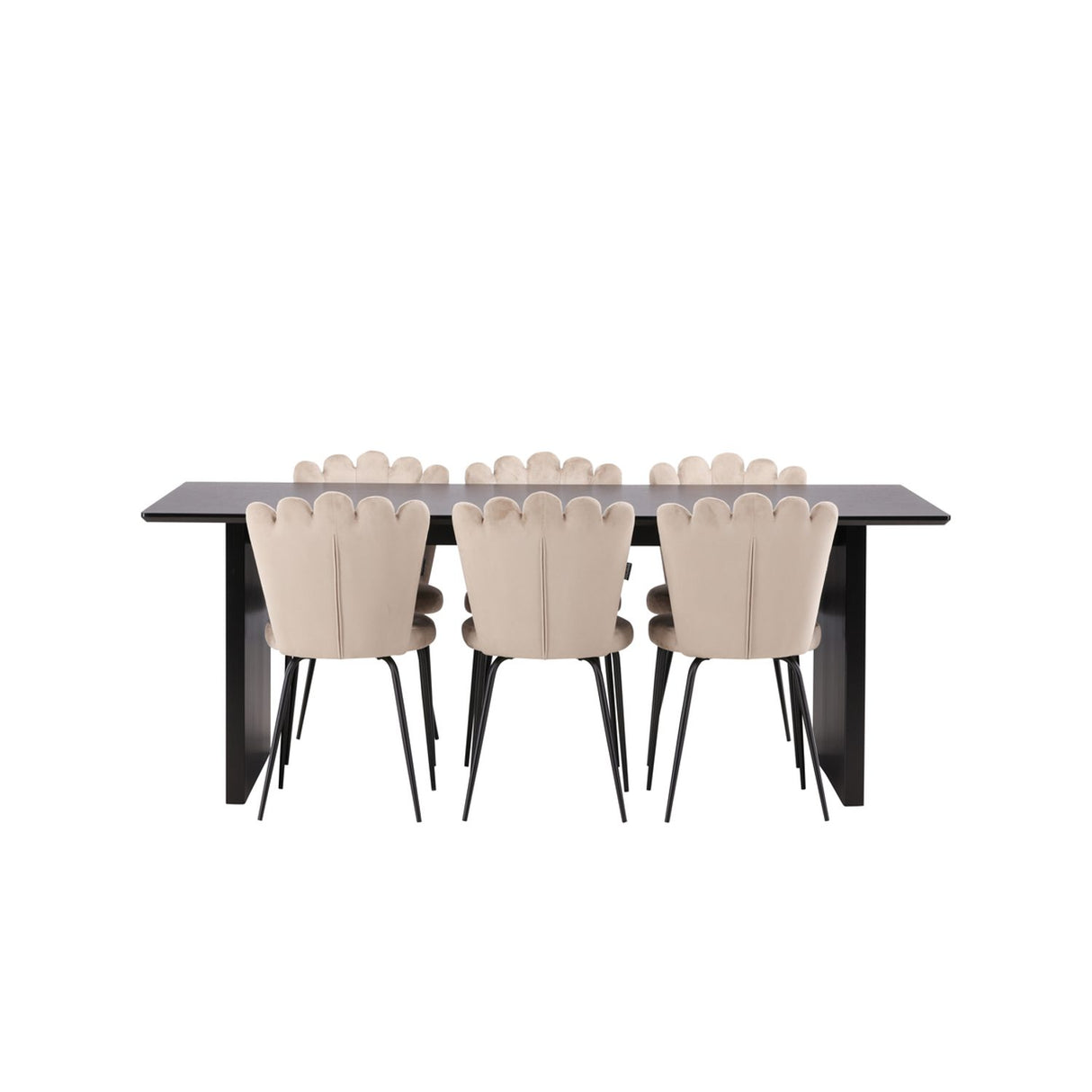 Vail, Limhamn Rektangulär matgrupp Beige, Svart, Svart, 200 x 100
