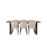 Vail, Limhamn Rektangulär matgrupp Beige, Svart, Svart, 200 x 100