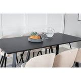 Marina, Velvet Rektangulär matgrupp Beige,Svart, Svart, 180 x 90