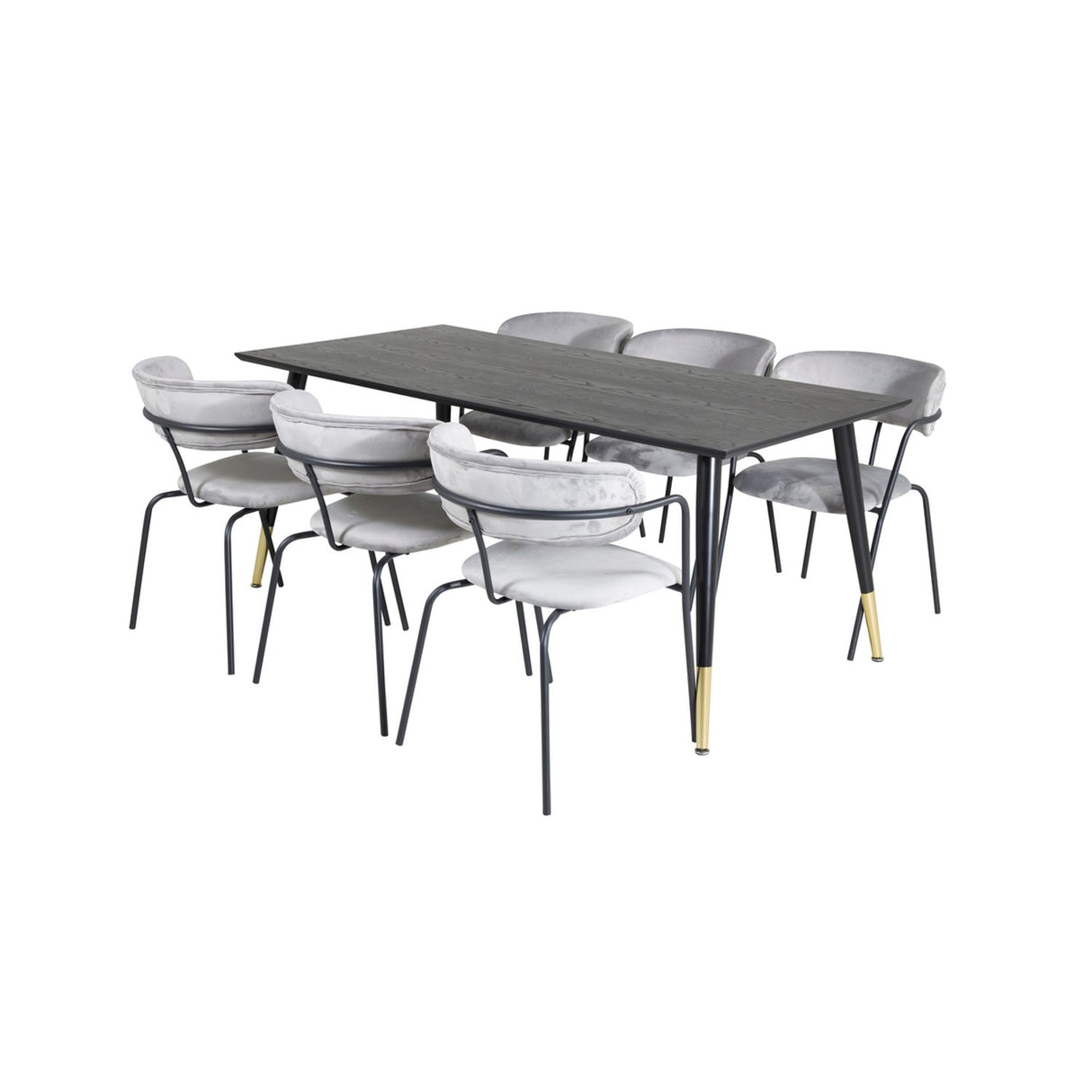 Dipp, Arrow Rektangulär matgrupp Svart,Grå, Svart,Guld, 180 x 90