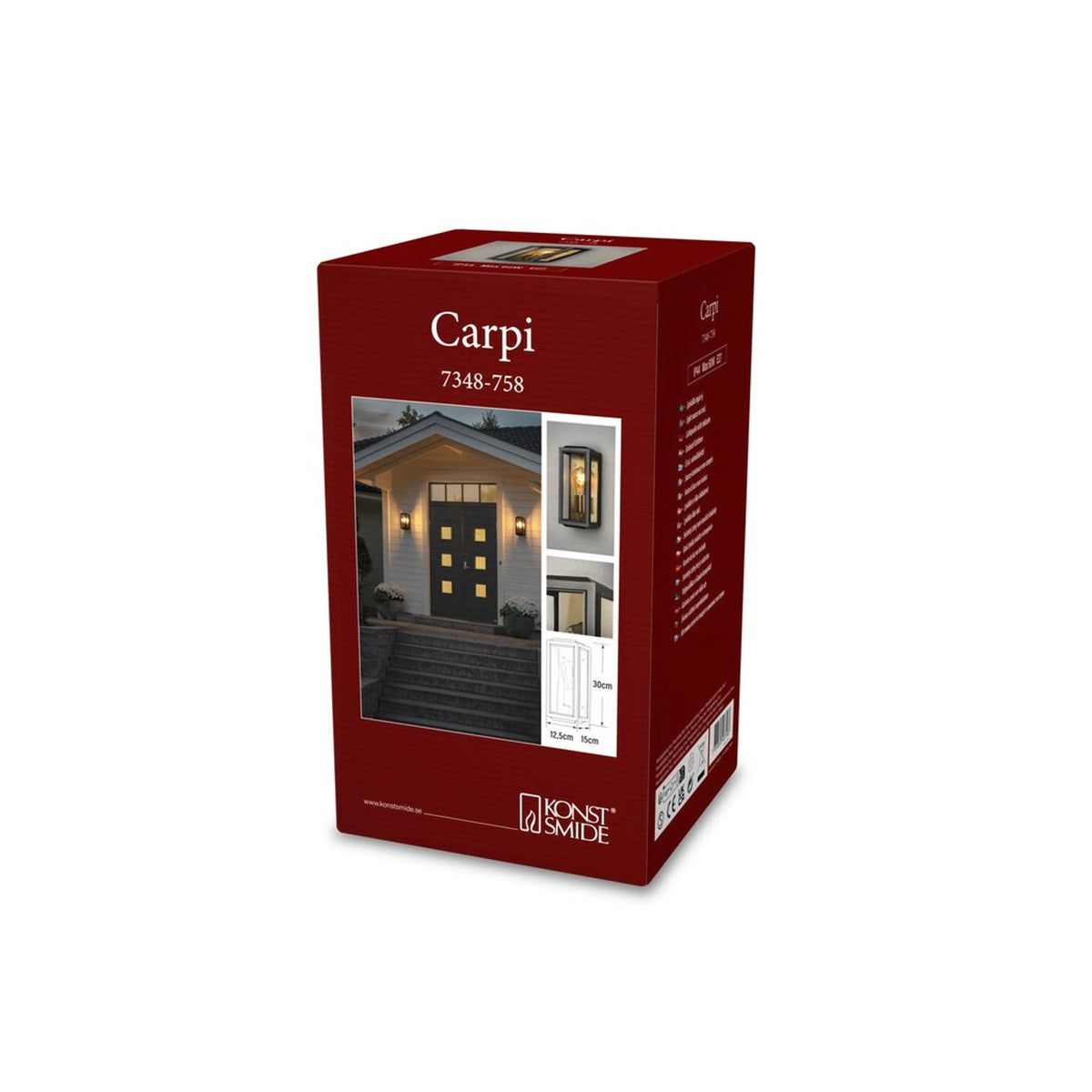 Carpi E27 Vägglampa Ute Svart/Mässing, Liten (12.5 cm)