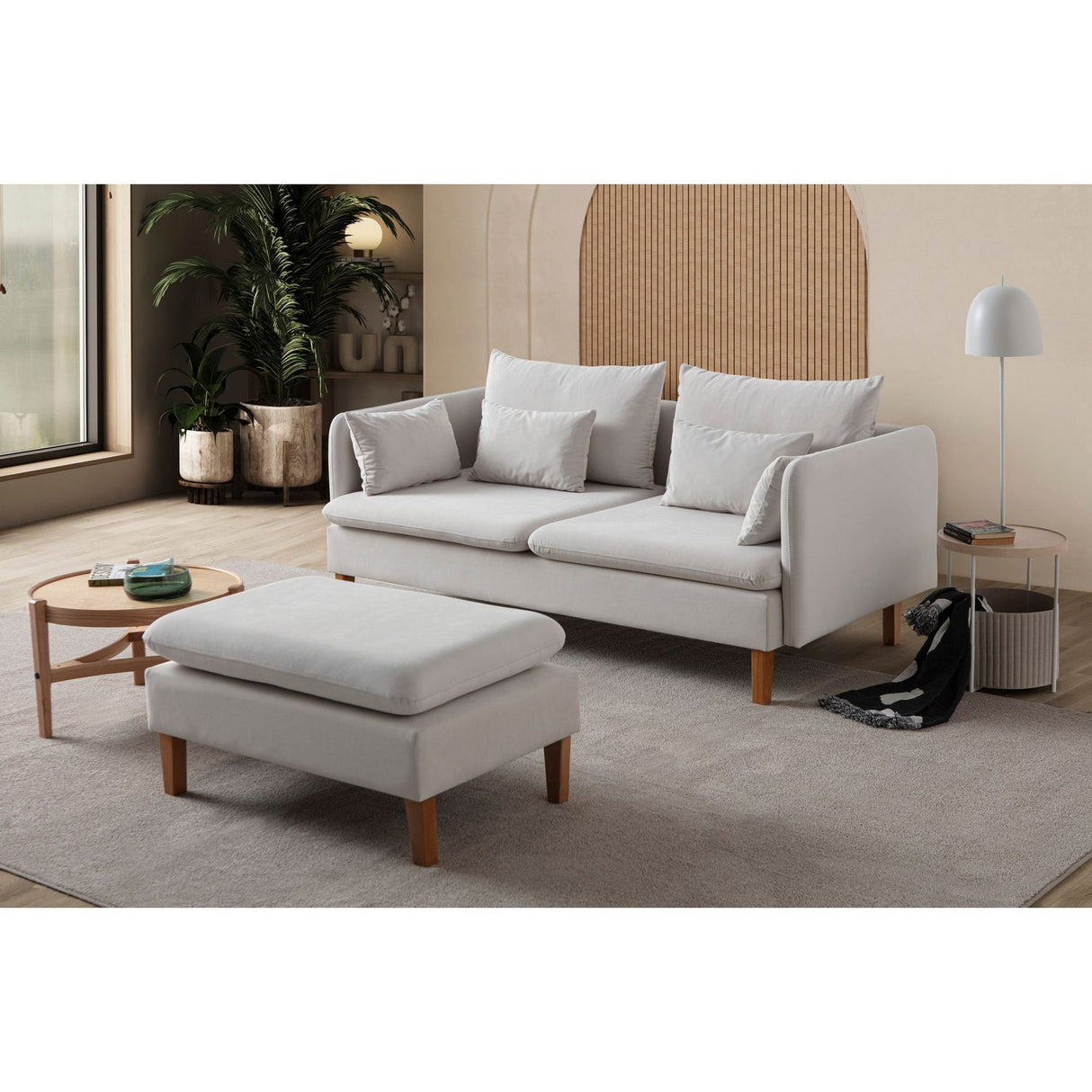 Oslo (195 x 75 x 100 cm) 3-sitssoffa Creme