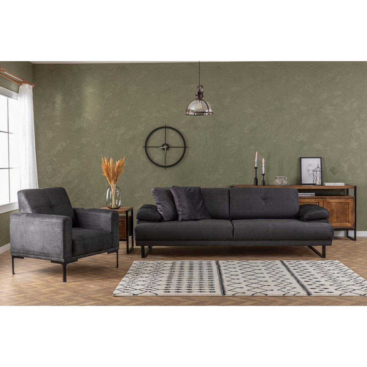 Quito (239 x 99 x 83 cm) 3-sits bäddsoffa Antracit