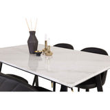 Estelle, Velvet Rektangulär matgrupp Svart, Guld, Svart,Vitt, 140 x 90