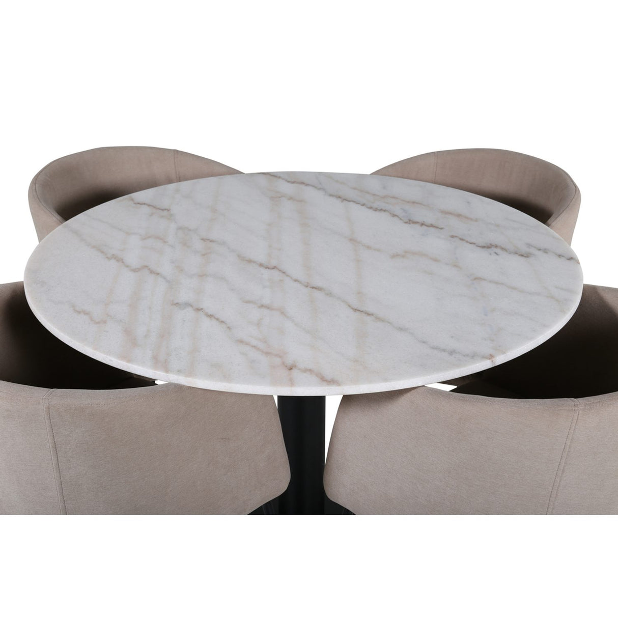 Estelle, Berit Rund matgrupp Beige, Svart, Svart,Vitt, ⌀106