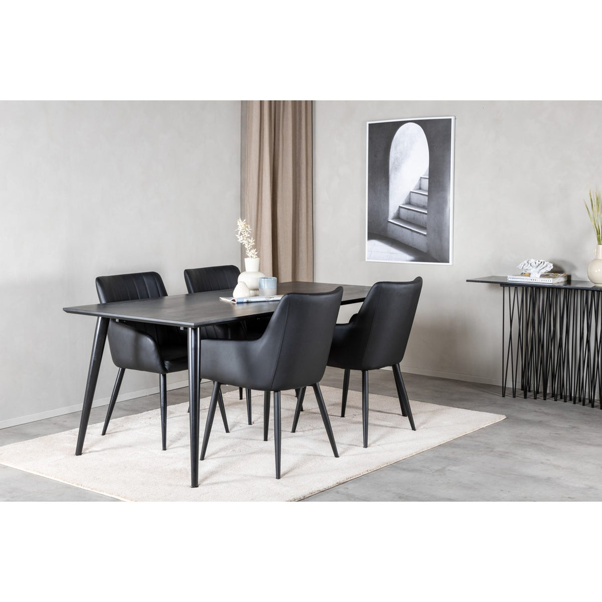 Dipp, Comfort Rektangulär matgrupp Svart, Svart, 180 x 90