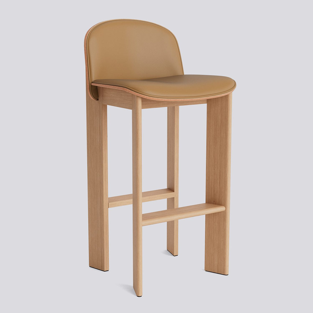 Chisel 35 med ryggstöd 75 cm Barpall lackerad ekfaner, Grano Cognac