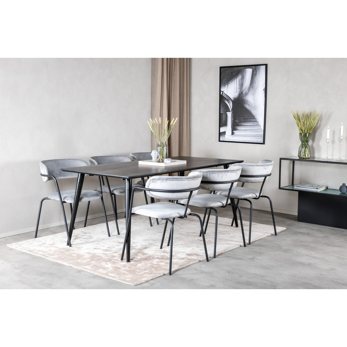 Dipp, Arrow Rektangulär matgrupp Svart,Grå, Svart, 180 x 90