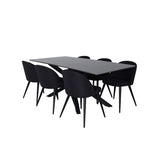 Piazza, Velvet Rektangulär matgrupp Svart, Svart, mörkgrå, 180 x 90
