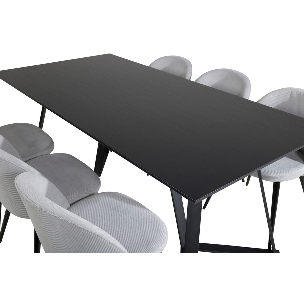 Marina, Velvet Rektangulär matgrupp Svart,Ljusgrå, Svart, 180 x 90