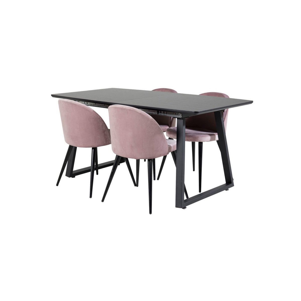 Inca, Velvet Rektangulär matgrupp Svart,Dammrosa, Svart, 160 x 85