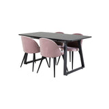 Inca, Velvet Rektangulär matgrupp Svart,Dammrosa, Svart, 160 x 85