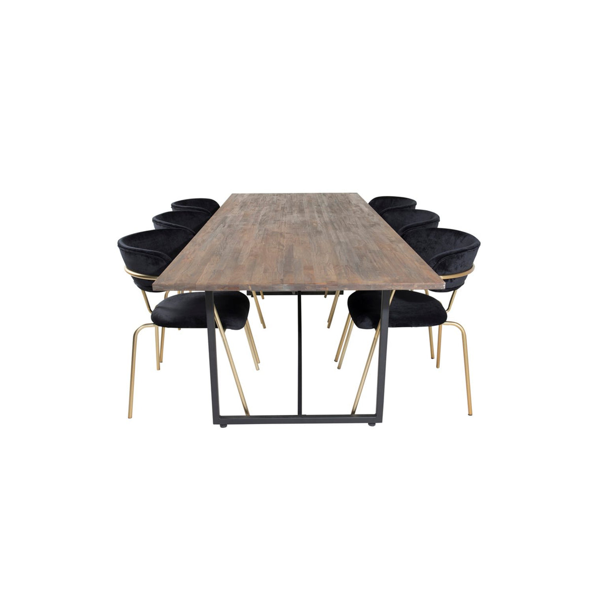 Padang, Arrow Rektangulär matgrupp Svart,Guld, Svart,Natur, 250 x 100