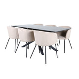 Piazza, Berit Rektangulär matgrupp Beige, Svart, Svart, 180 x 90