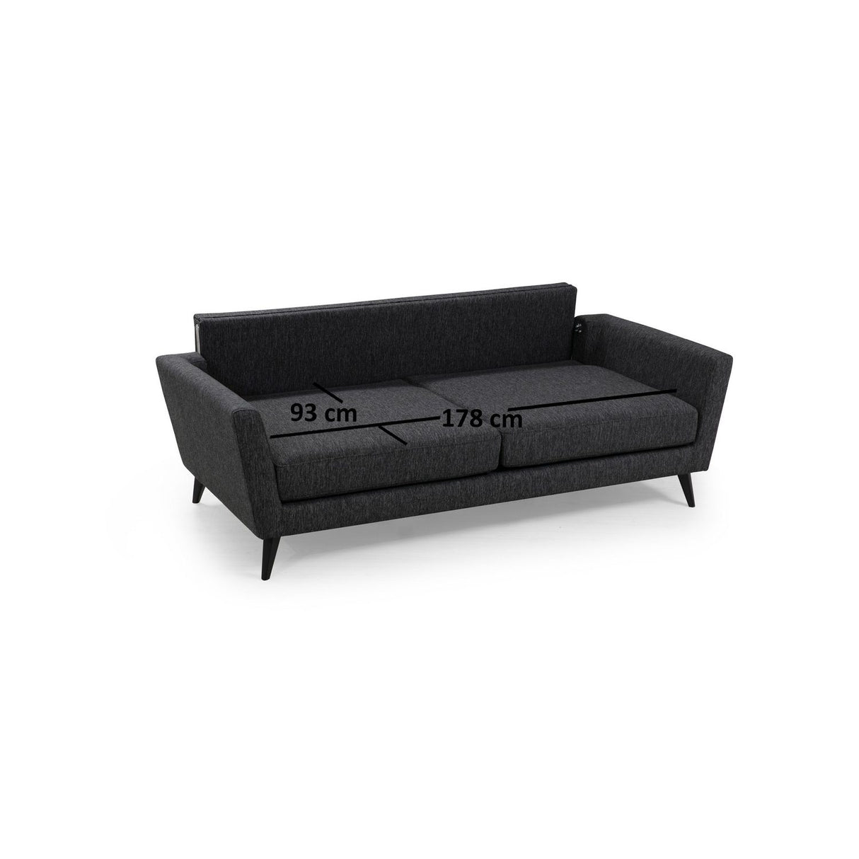Port Louis 3 Seater (215 x 94 x 88 cm) Mörkgrå 3-sitssoffa