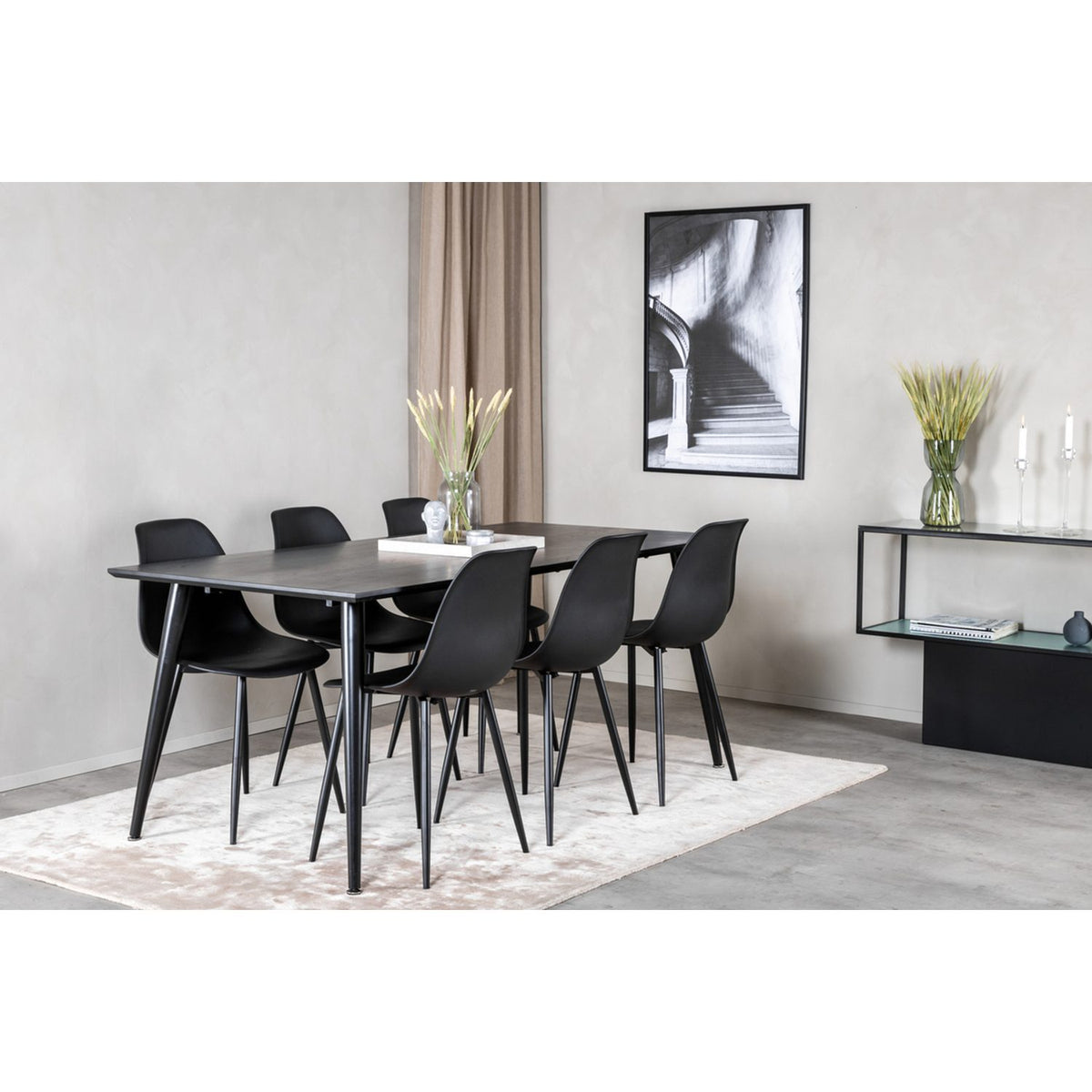 Dipp, Polar Rektangulär matgrupp Svart, Svart, 180 x 90