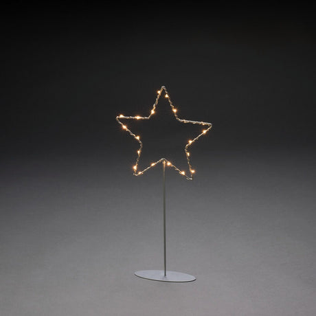 Metall Stående 20 Amber LED 40 cm Julstjärna Inne Silver