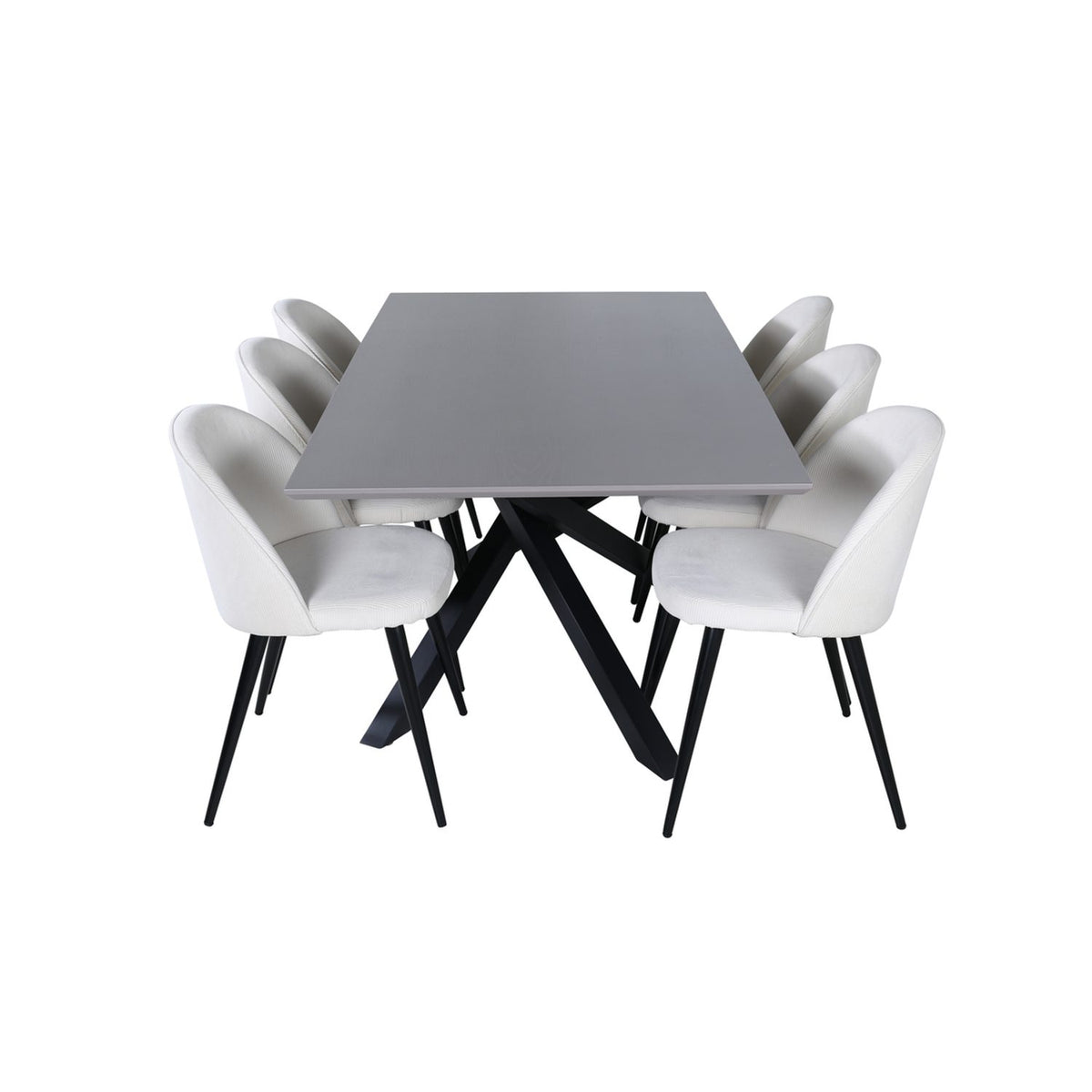 Piazza, Velvet Rektangulär matgrupp Svart,Kräm, Svart, mörkgrå, 180 x 90