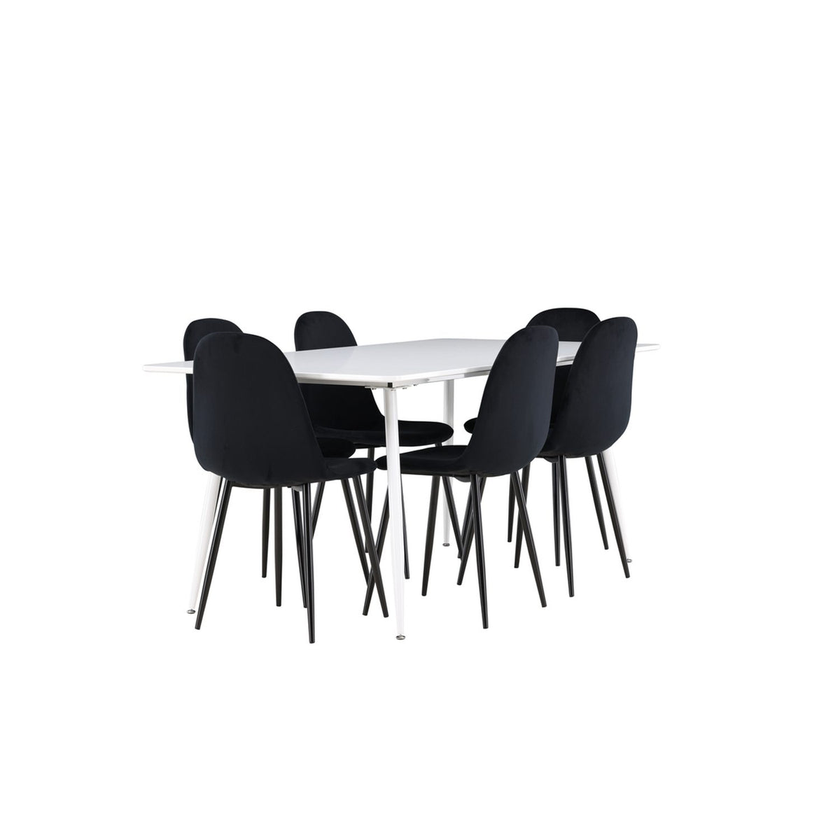 Silar, Polar Rektangulär matgrupp Svart, Vit, 180 x 90