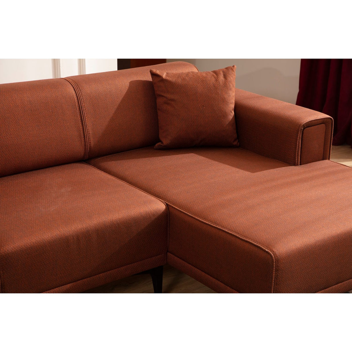 Hanoi (250-140 x 85 x 77 cm) Hörnsoffa-bäddsoffa Kakelröd, Höger
