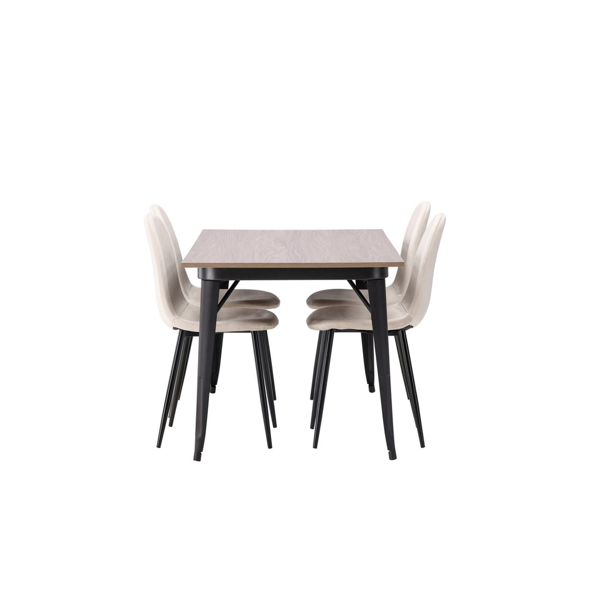 Tempe, Polar Rektangulär matgrupp Beige, Svart, Valnöt, 140 x 80