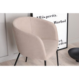 Berit Matstol Beige,Svart, Polyesterlinne, 55 x 78 x 55