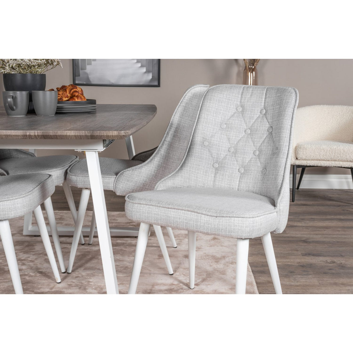 Inca, Velvet Deluxe Rektangulär matgrupp Vit, Grå,Vit, 160 x 85