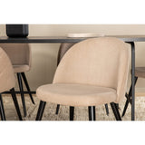 Uno, Velvet Rektangulär matgrupp Beige, Svart, Svart, 200 x 90