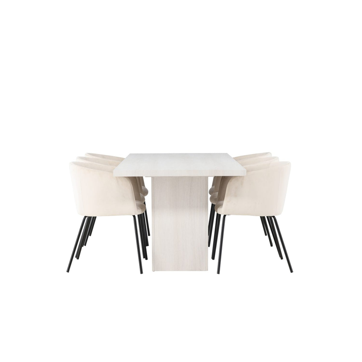 Olga, Berit Rektangulär matgrupp Beige,Svart, Vit, 200 x 90