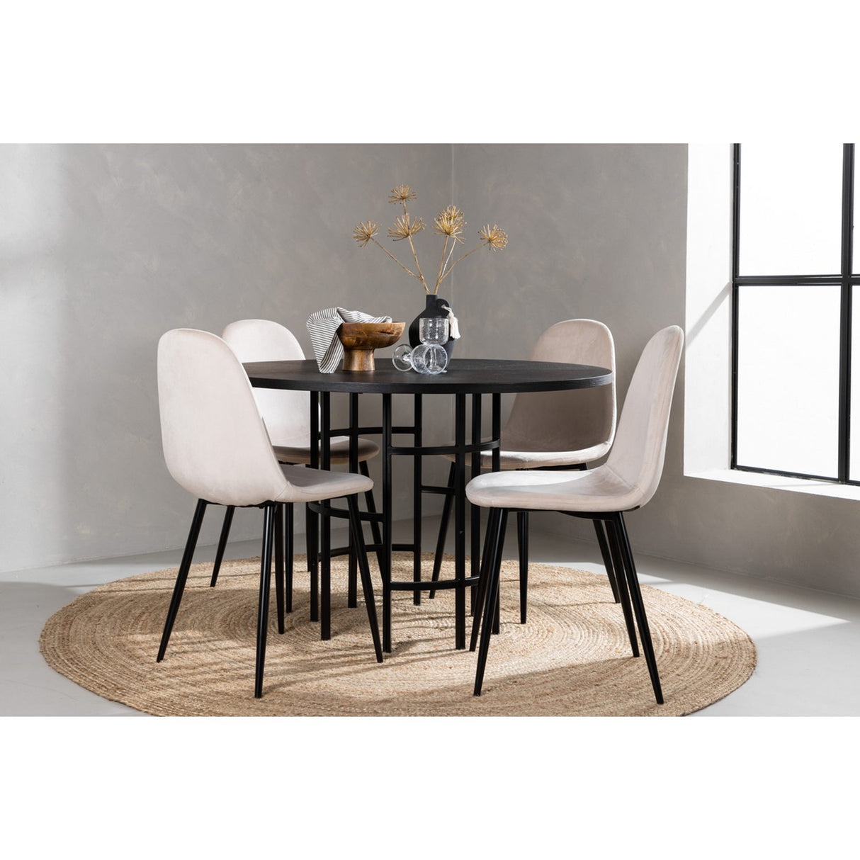 Copenhagen, Polar Rund matgrupp Beige, Svart, Svart, ⌀115