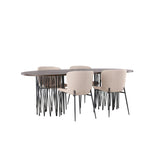 Stone, Modesto Oval matgrupp Beige,Svart, Svart, mocka, 220 x 100
