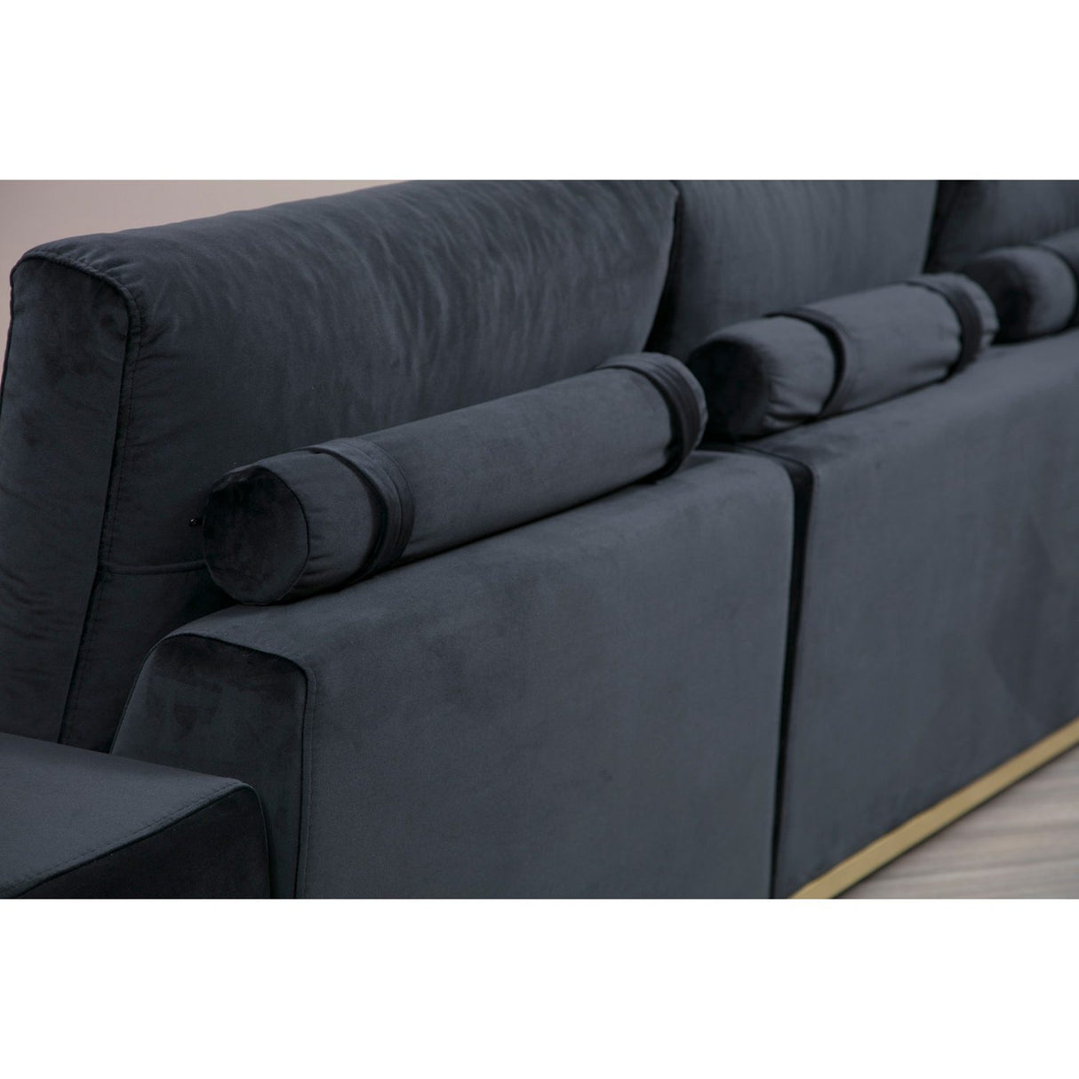 Line med sidobord (320 x 102 x 84 cm) Svart Guld 4-sitssoffa