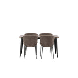 Tempe, Modesto Rektangulär matgrupp Beige, Svart, Valnöt, 140 x 80
