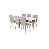 Polar, Windu Rektangulär matgrupp Beige,Natur, Vit, 180 x 90