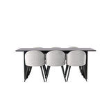 Vail, Velvet Rektangulär matgrupp Svart,Grå, Svart, 200 x 100