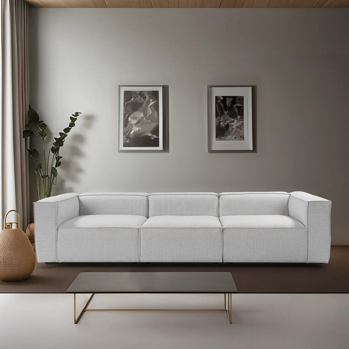 Accra 3-sits (110 x 108 x 230 cm) Ljusgrå 3-sitssoffa
